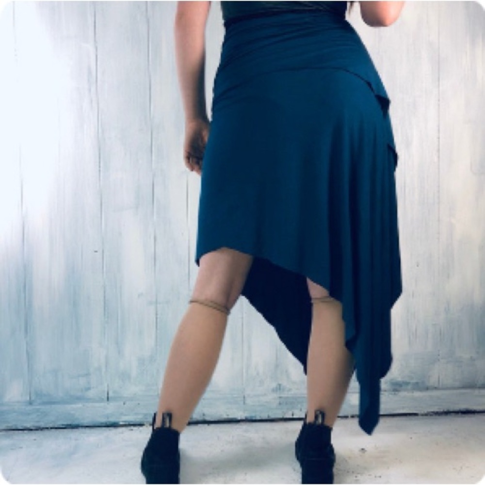 Royal Peasantry Upcycled Elegant Blue Asymmetrical Skirt M